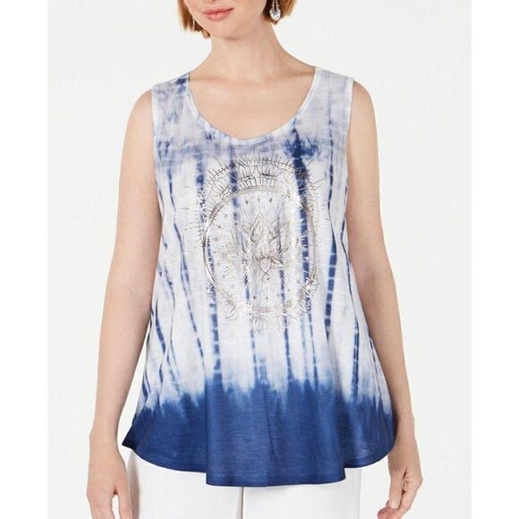 Style & Co Shirt Top Small Blue White Tie-Dyed‎ - Picture 7 of 9